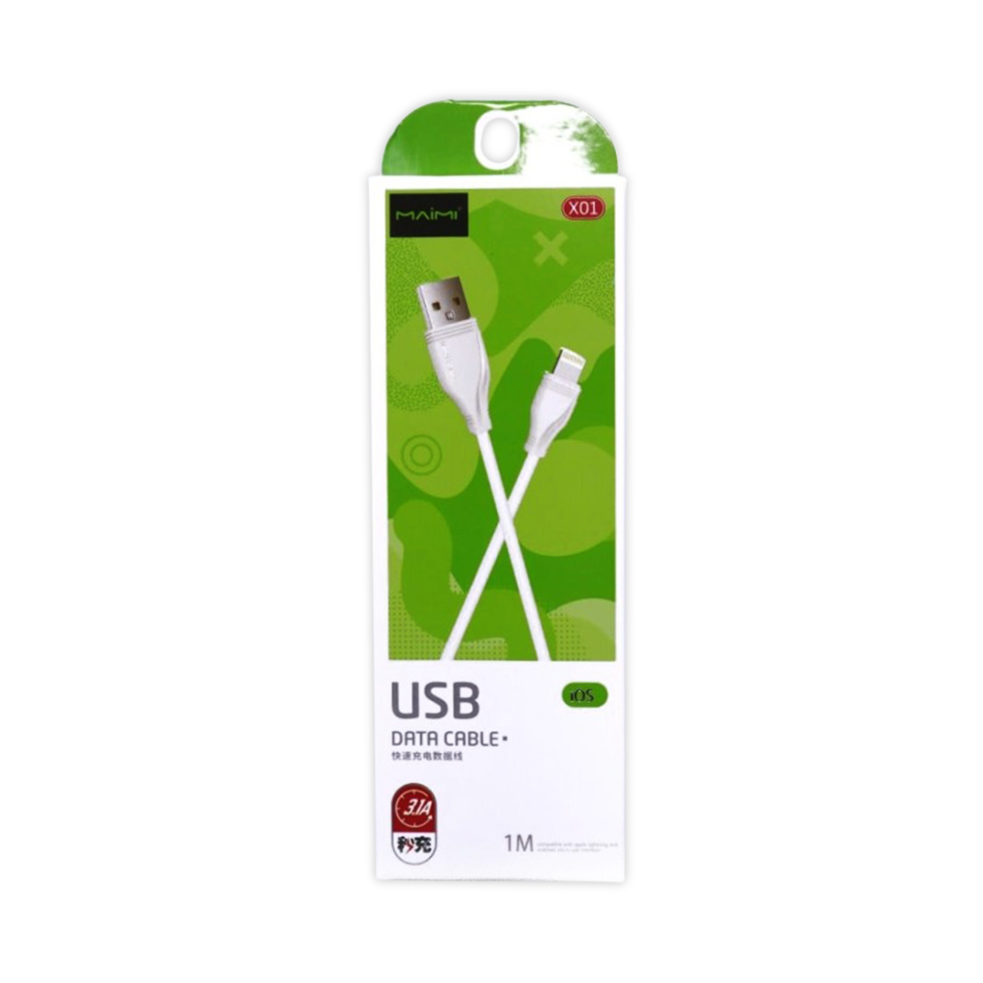 KABEL DATA MAIMI X01-IOS-1M-WHITE - 3.1A CHARGING SPEED -PET + TRAIFILATURE ORIGINAL